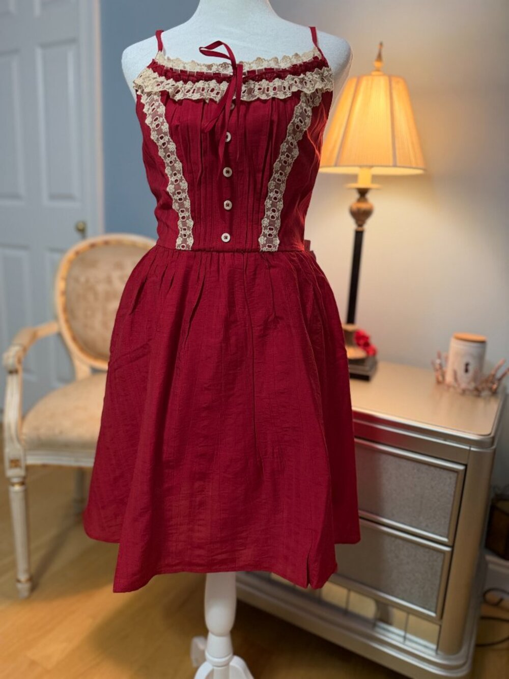 Lacemade Call Me By Your Berry Red Dress, S, New w/Tags - Picture 2 of 7